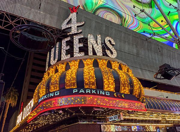 Four Queens signage at night 